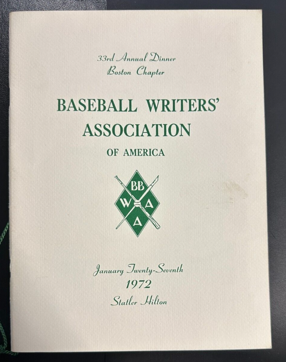 Jan 27, 1972 33rd Annual Baseball Writers Association America Dinner Program