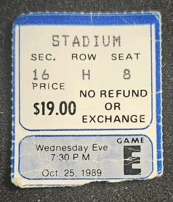 10/25/89 Boston Celtics Preseason Game E Ticket Stub