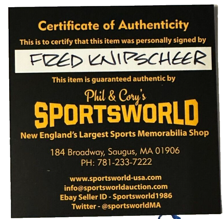 Fred Knipscheer Autographed Boston Bruins Hockey Puck NHL