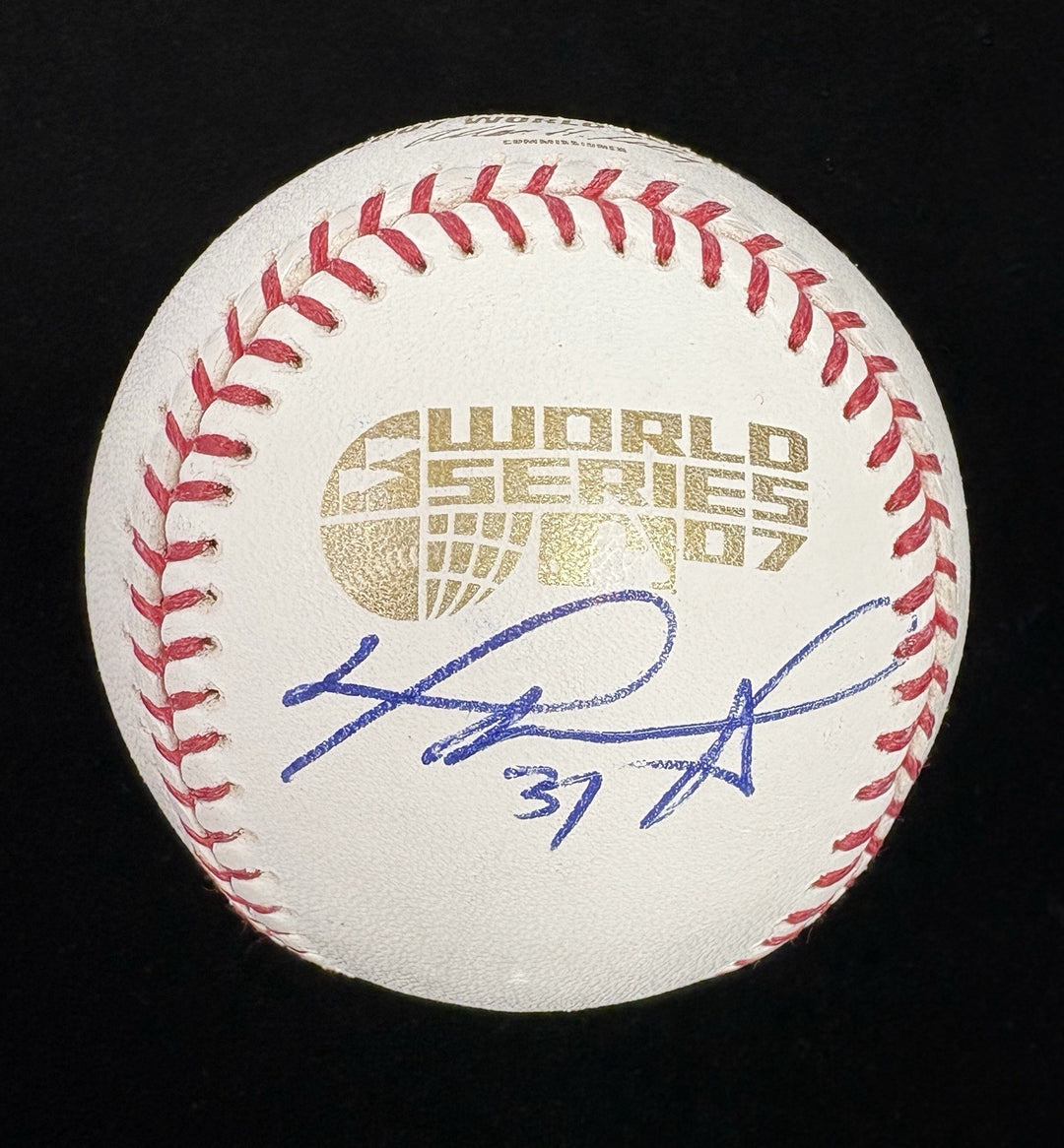 David Ortiz Autographed Official 2007 World Series Logo Baseball Red Sox BAS