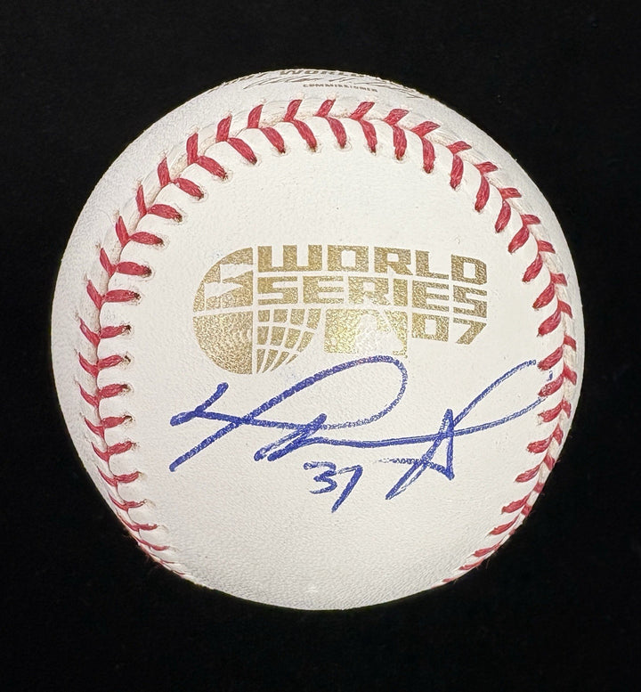 David Ortiz Autographed Official 2007 World Series Logo Baseball Red Sox BAS