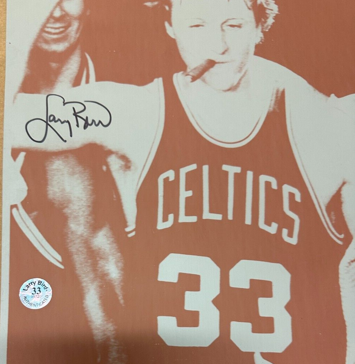 Red Auerbach W/ HOF 68 & Larry Bird Signed Original Boston Globe Printing Plate