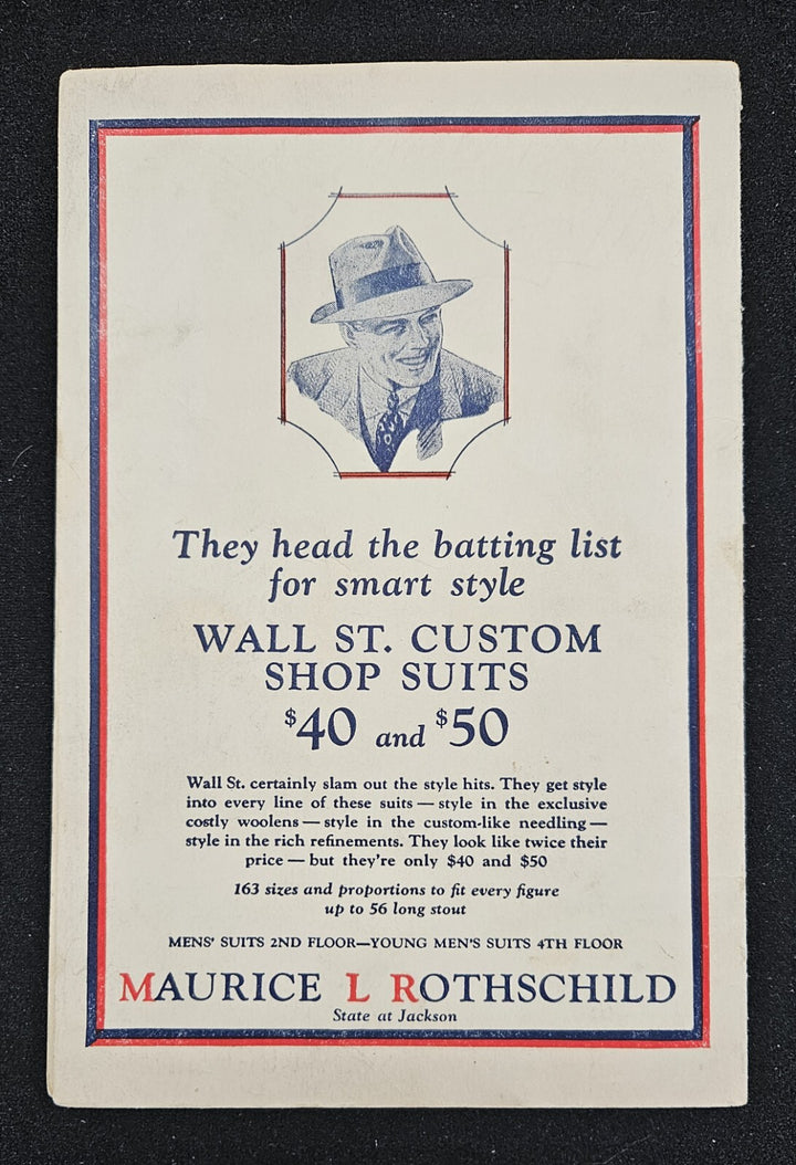 1939 Chicago White Sox Vs. Boston Red Sox Program Ted Williams Rookie Season
