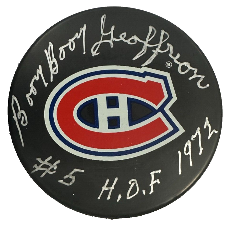 Bernie Geoffrion Boom Boom Montreal Canadiens Hockey Puck W/ HOF 03 Oilers