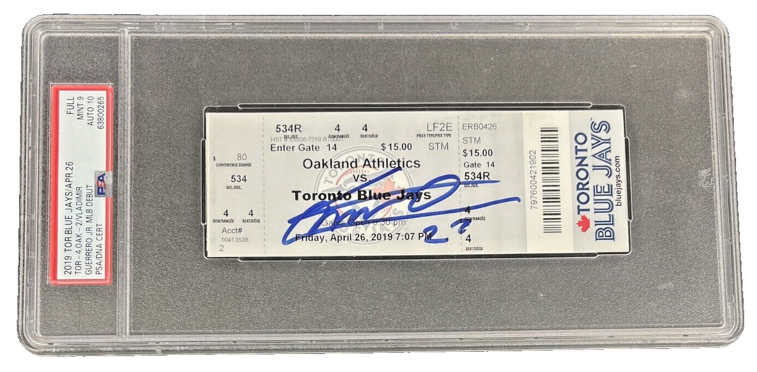 Vladimir Guerrero Jr. Signed 4/26/19 MLB Debut Full Ticket PSA 9 Auto 10 Toronto