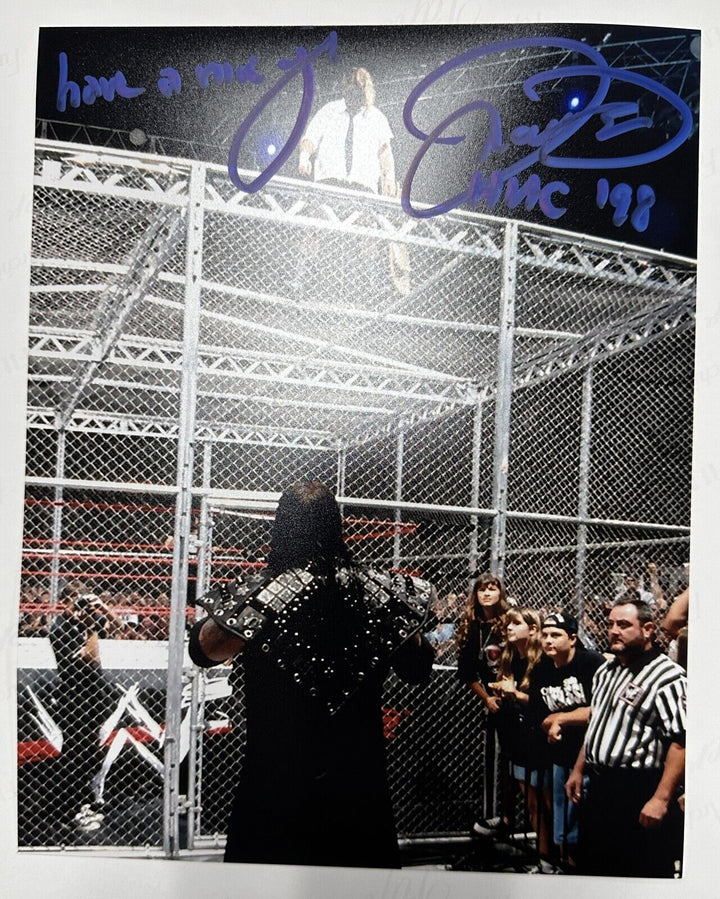 Mankind Autographed 8x10 1998 Hell in a Cell Photo W/ Have a Nice Day Mick Foley