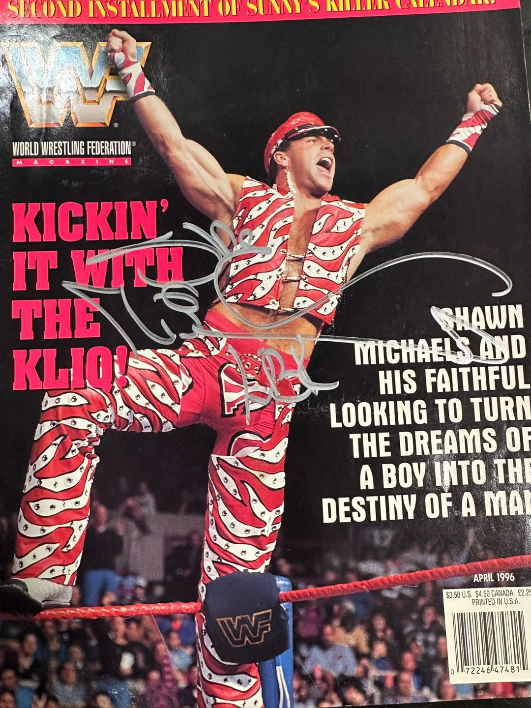 Shawn Michaels Autographed April 1996 Issue of WWF Wrestling Magazine