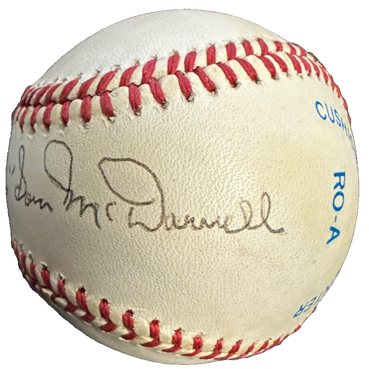 Sudden Sam McDowell Autographed Bobby Brown American League Baseball Indians