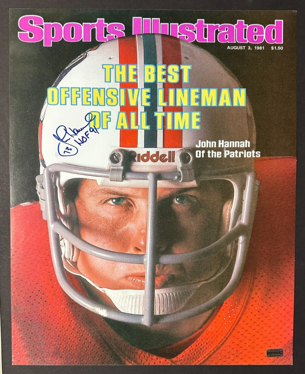 John Hannah Autographed 8/3/1981 Sports Illustrated 16x20 Cover Photo Patriots