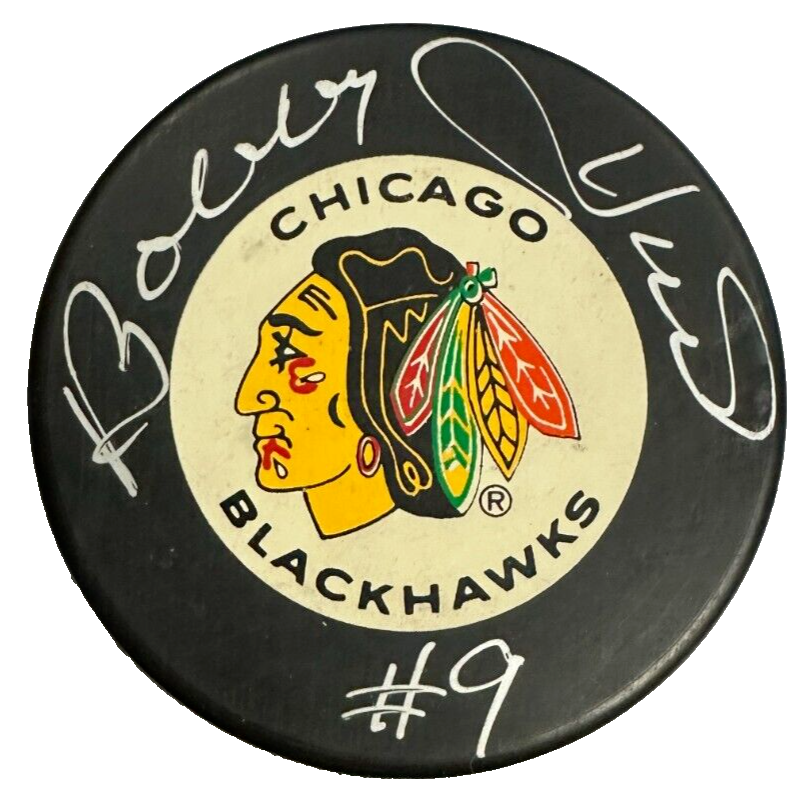 Bobby Hull Autographed Chicago Blackhawks Hockey Puck HOF