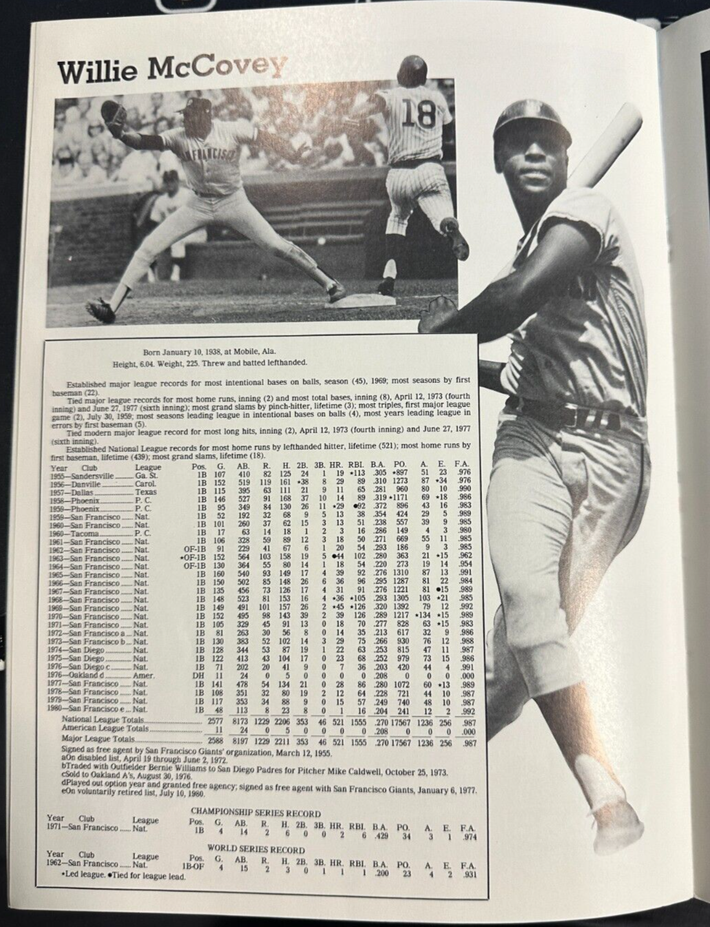 1986 Baseball Hall of Fame Autographed Program Willie McCovey & Bobby Doerr BAS