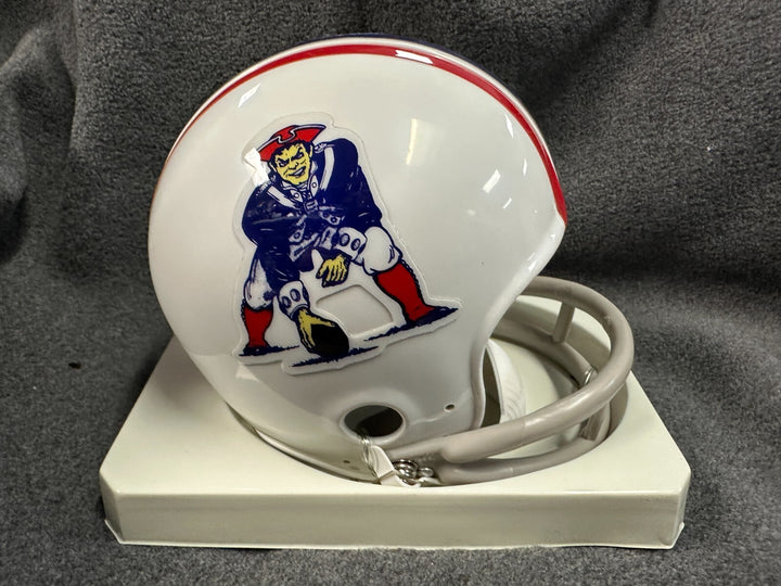 John Hannah Autographed New England Patriots Mini Helmet W/ HOF 91