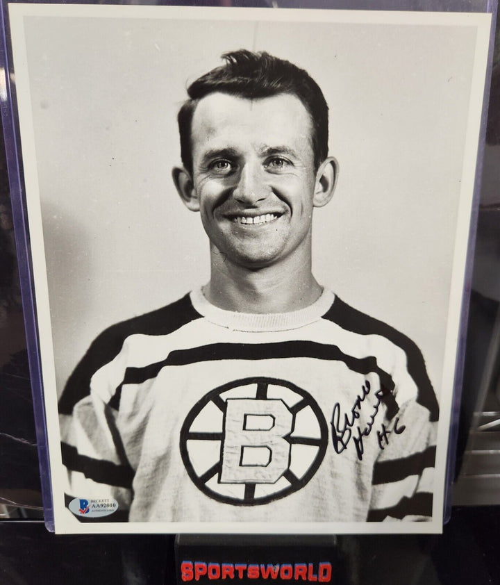 Bronco Horvath Signed 8x10 Photo Boston Bruins 1959-60 Goal Leader Beckett COA