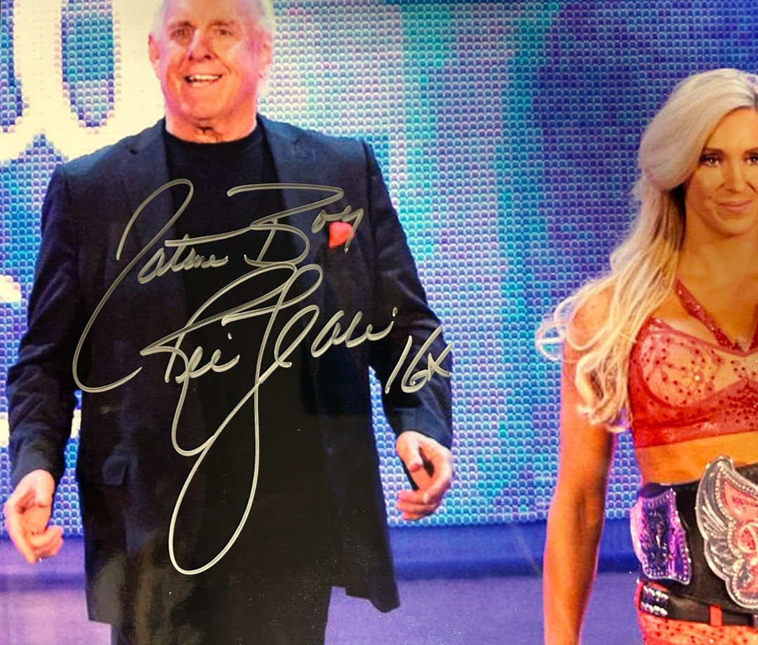 Ric Flair W/ Charlotte Autographed 16x20 Photo WWE WWF W/ Nature Boy & 16x