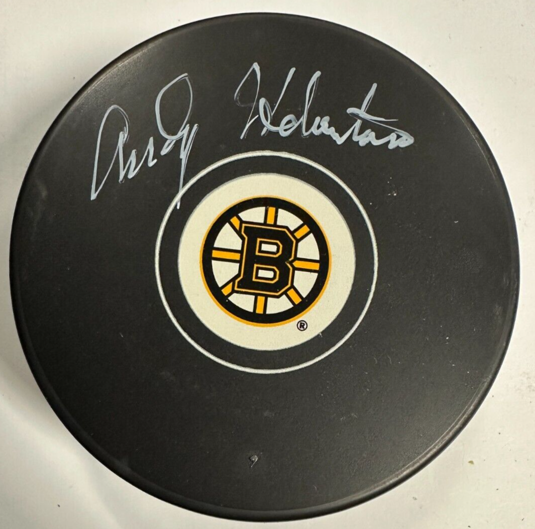 Andy Hebenton Autographed Boston Bruins Hockey Puck BAS