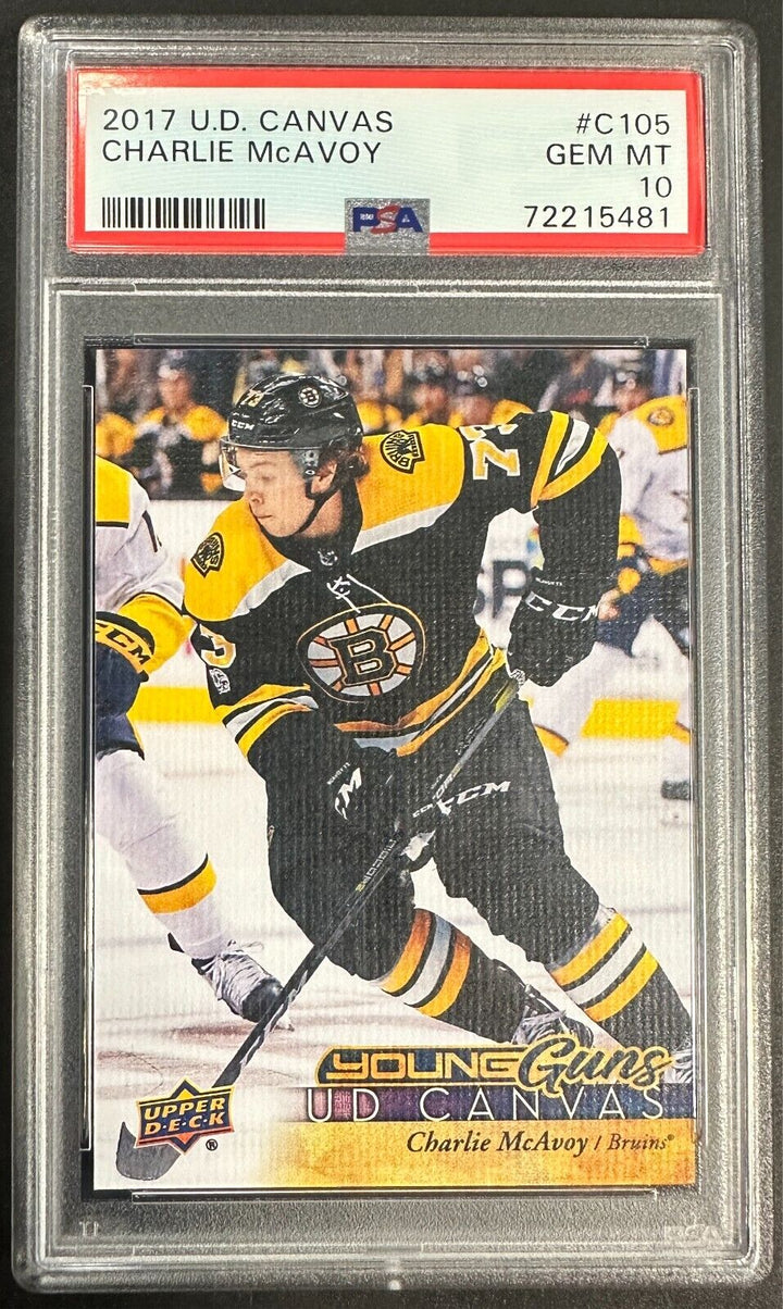 2017 Upper Deck Young Guns Canvas Charlie McAvoy Rookie Card PSA 10 Gem Mint