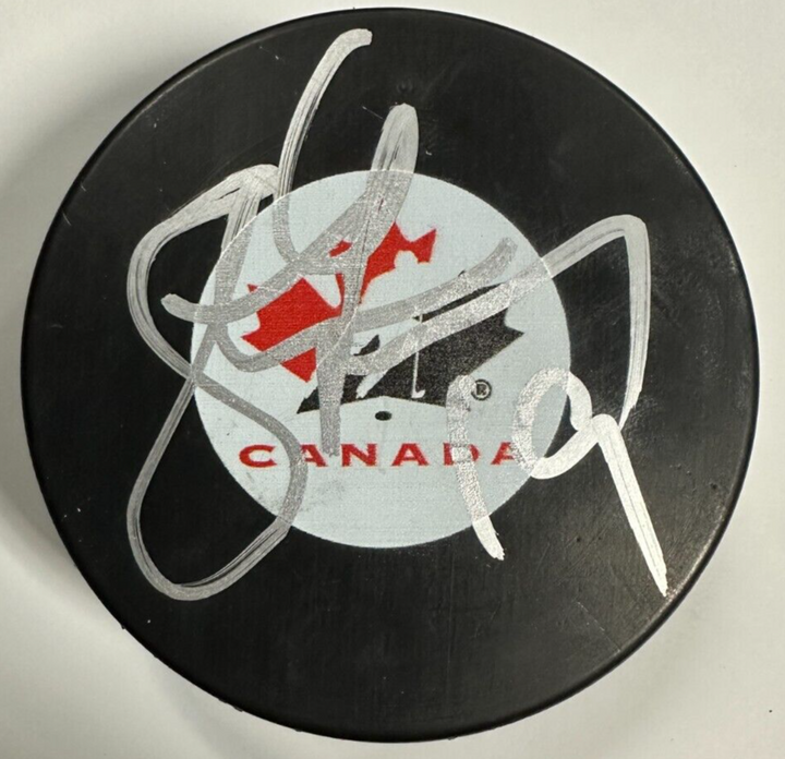 Steve Yzerman Autographed Team Canada Hockey Puck Red Wings JSA