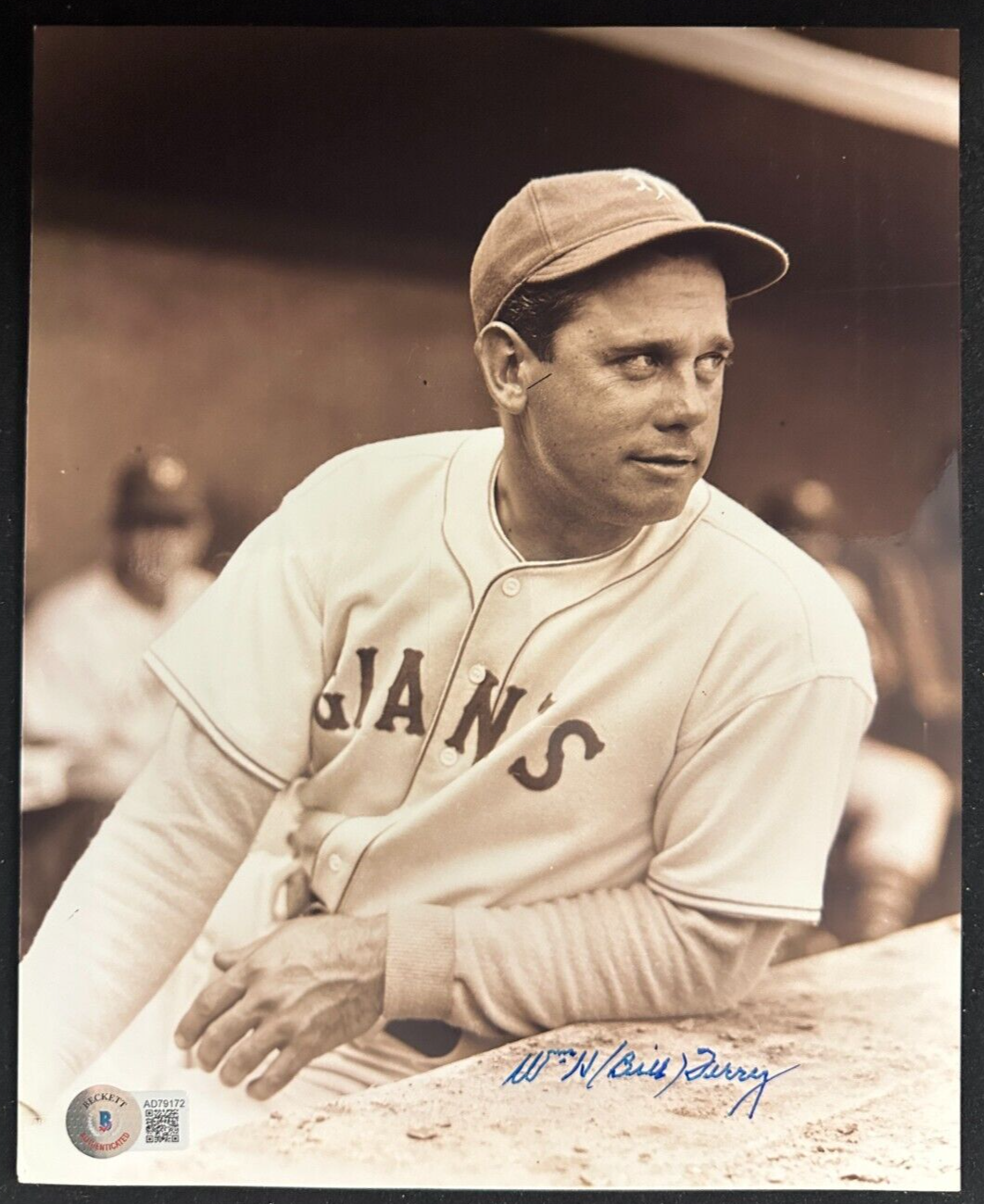 Bill Terry Autographed 8x10 Photo New York Giants BAS HOF