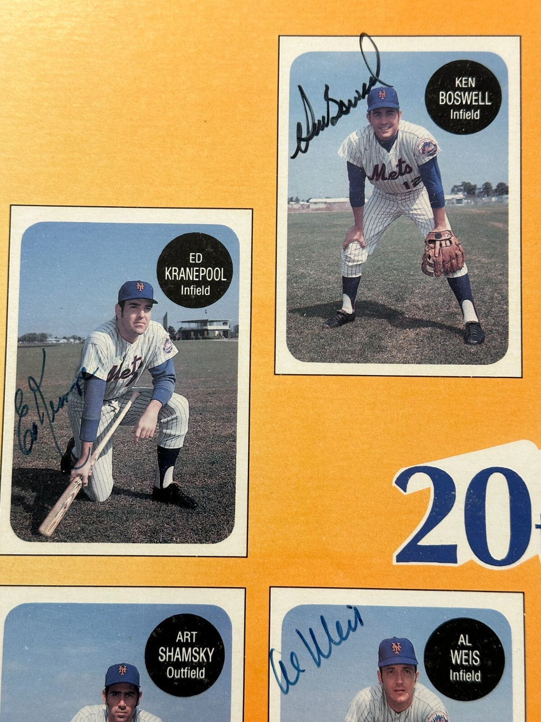 1969 New York Mets 20th Anniversary Autographed Print Framed Koosman Agee Jones