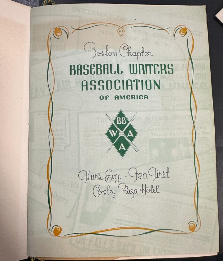 Feb 1, 1951 Twelfth Annual Baseball Writers Association America Dinner Program