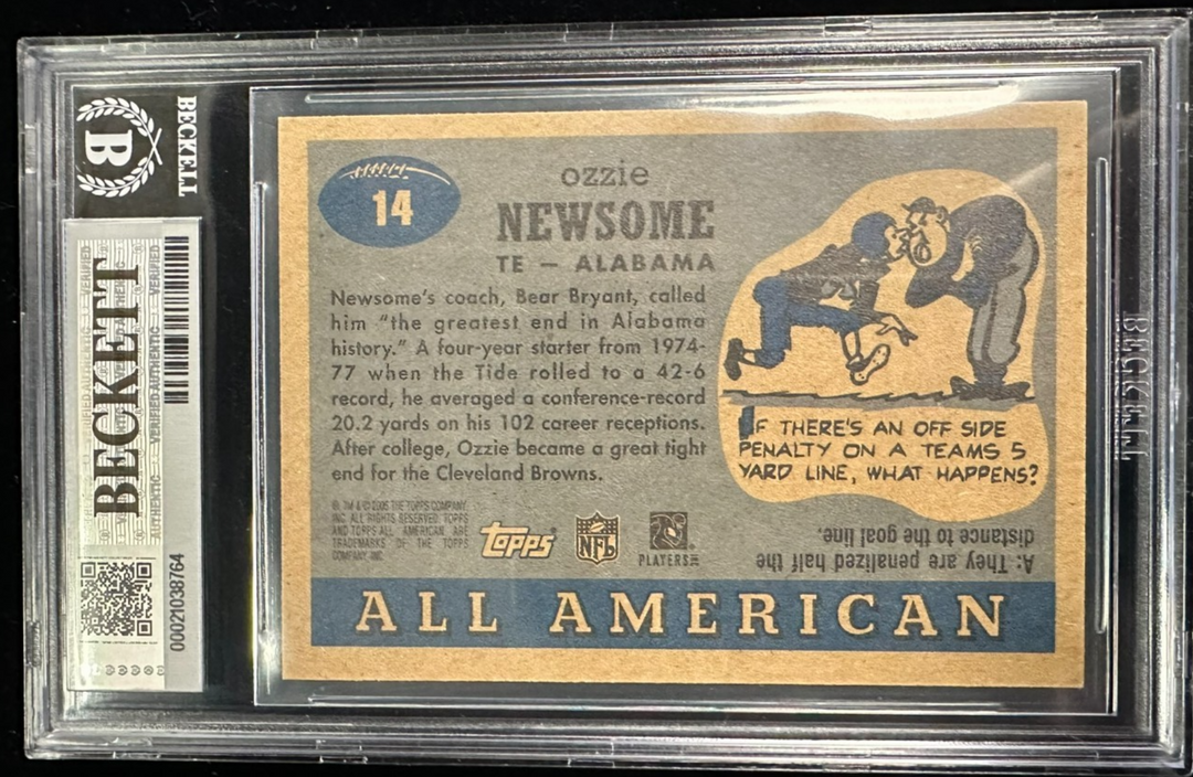 2005 Topps All American Ozzie Newsome Autographed Card W/ HOF 99 BAS Slabbed