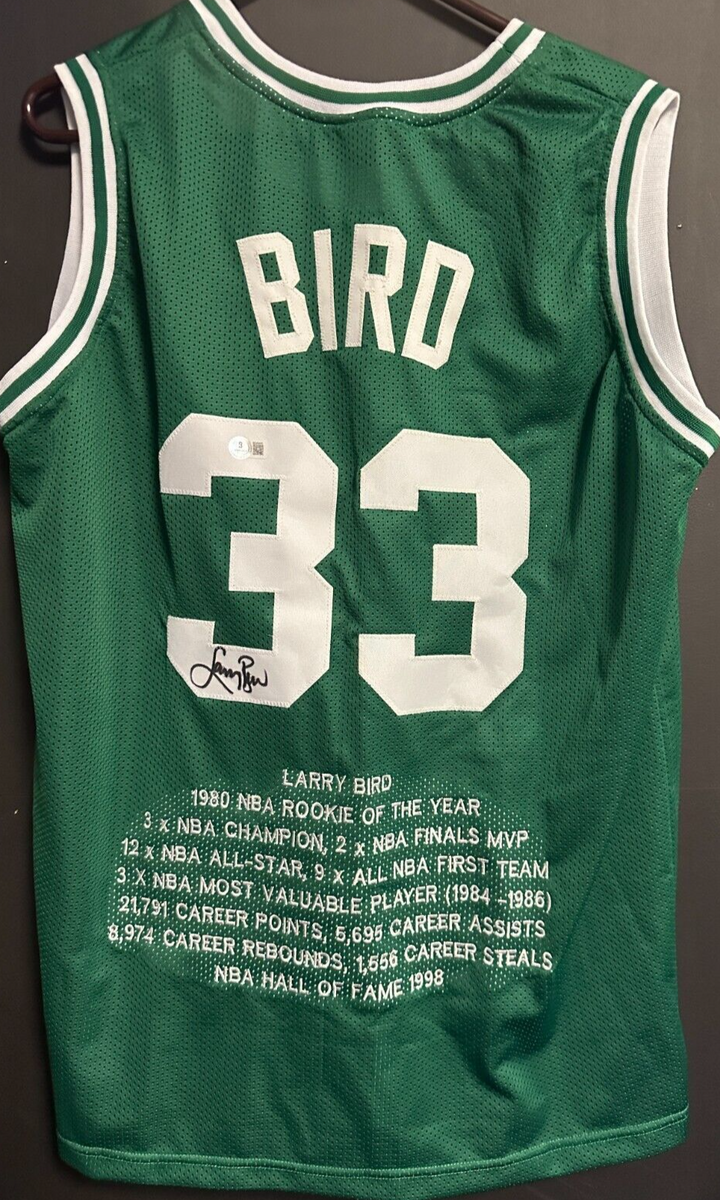 Larry Bird Autographed Custom Boston Celtics Career Stats Jersey BAS