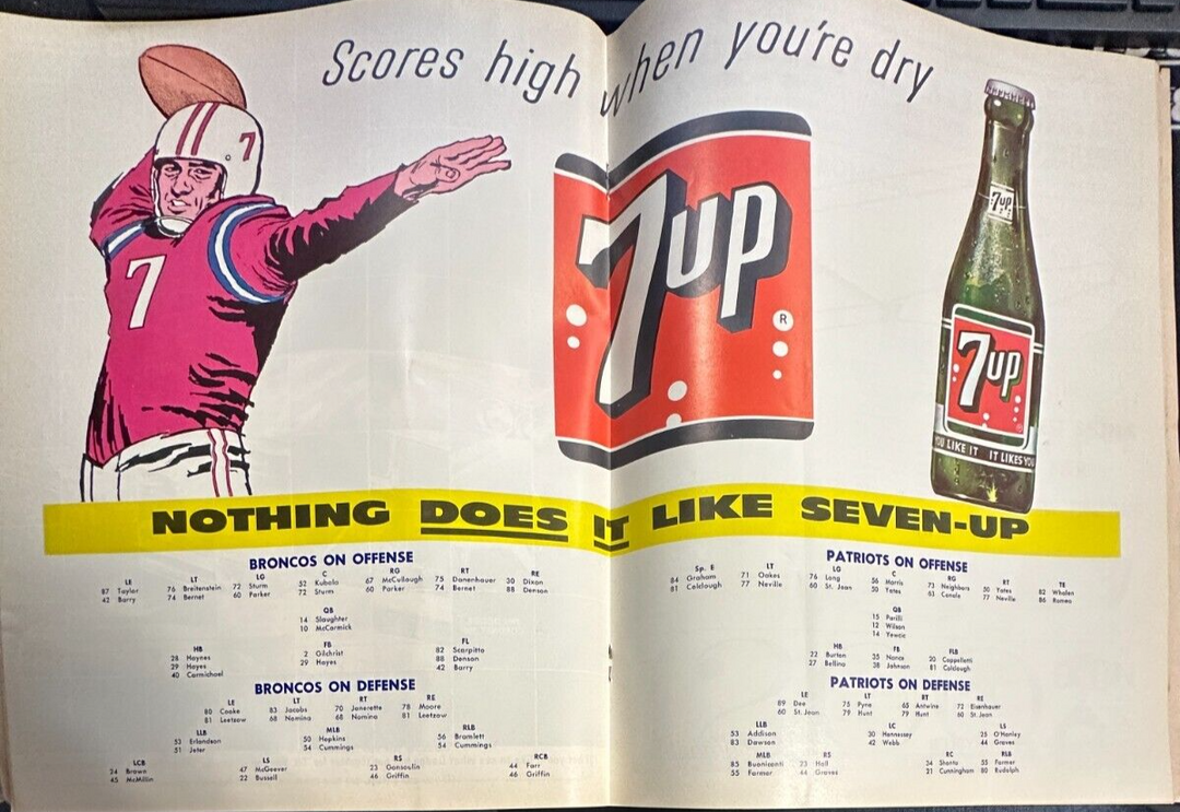 September 24, 1965 Boston Patriots Vs Denver Broncos Program AFL