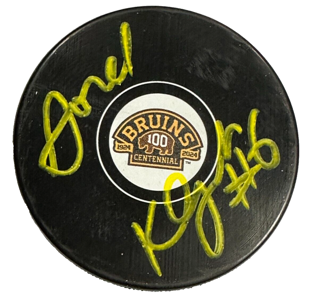 Gord Kluzak Autographed 100th Anniversary Boston Bruins Hockey Puck