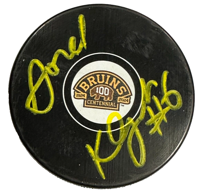 Gord Kluzak Autographed 100th Anniversary Boston Bruins Hockey Puck