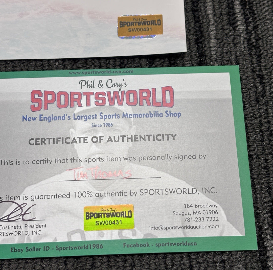 Tim Thomas Signed 16x20 Sportsworld COA Boston Bruins
