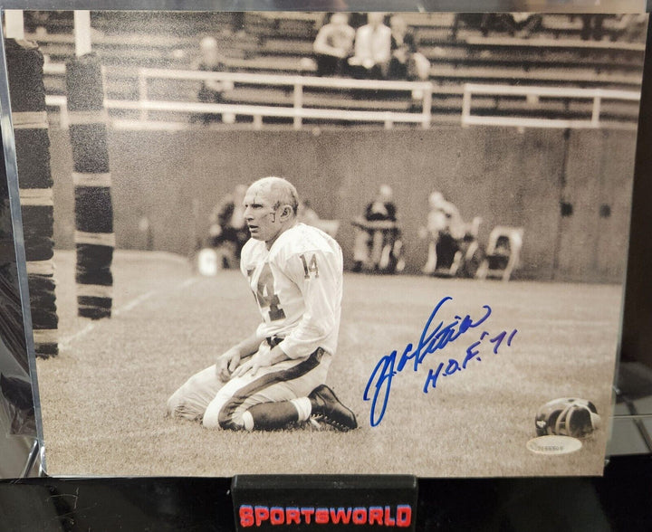 Y.A. Tittle Signed Inscibed 8x10 Photo New York Giants HOF Tristar COA