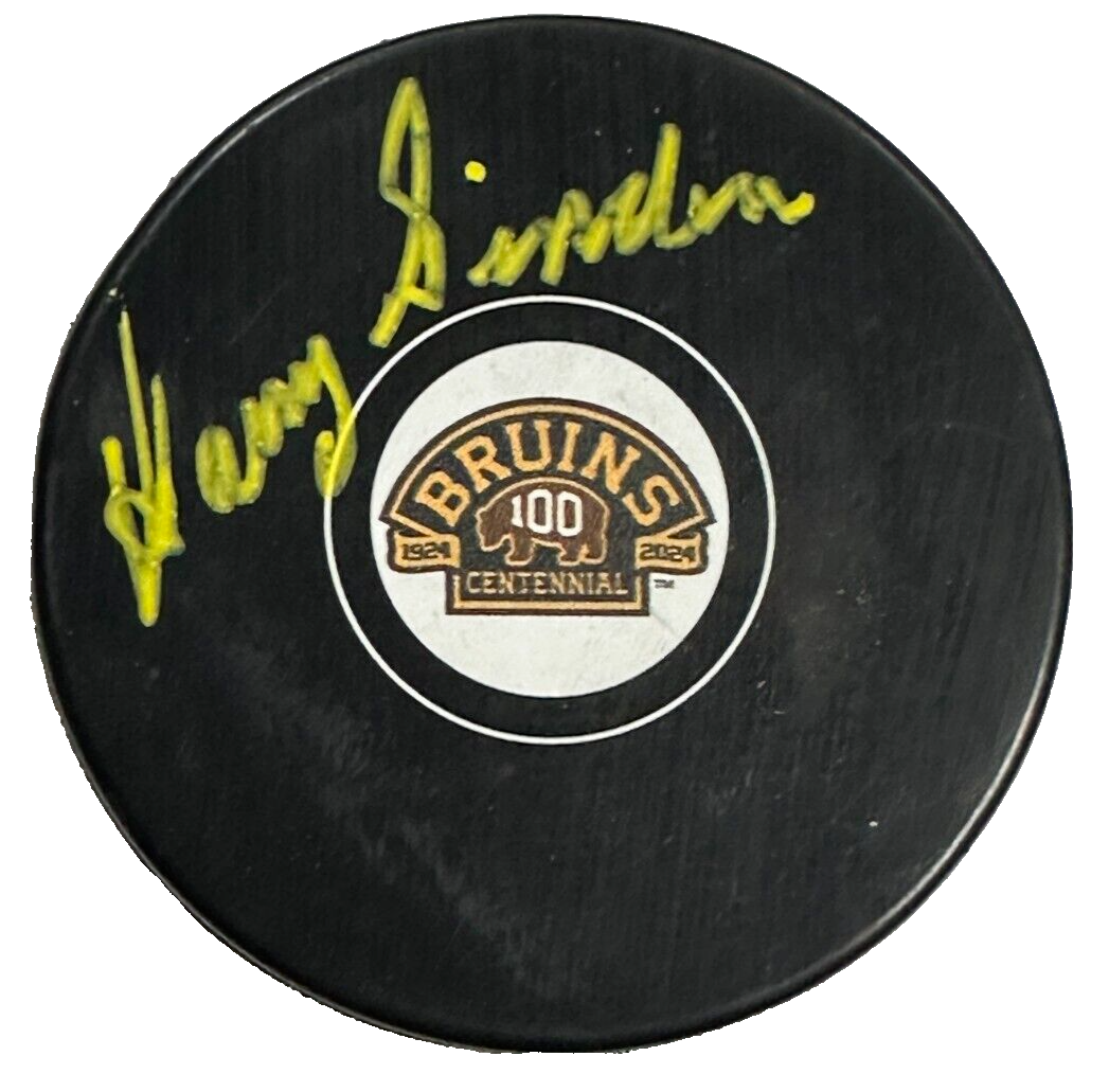 Harry Sinden Autographed Boston Bruins 100th Anniversary Puck NHL