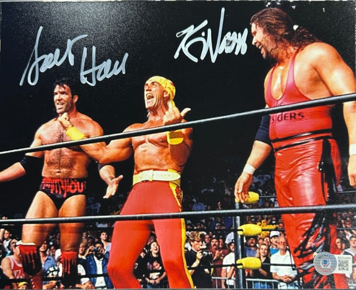 Scott Hall & Kevin Nash W/ Hulk Hogan Autographed NWO Photo BAS The Outsiders