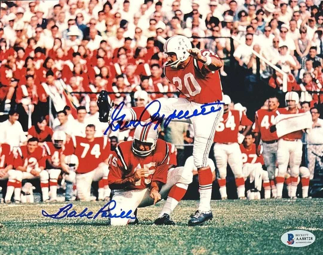 Babe Parilli Gino Cappelletti Autographed New England Patriots 8x10 Photo BAS