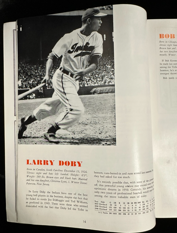 Vintage 1950 Cleveland Indians Baseball Yearbook Feller Lemon Rosen Doby