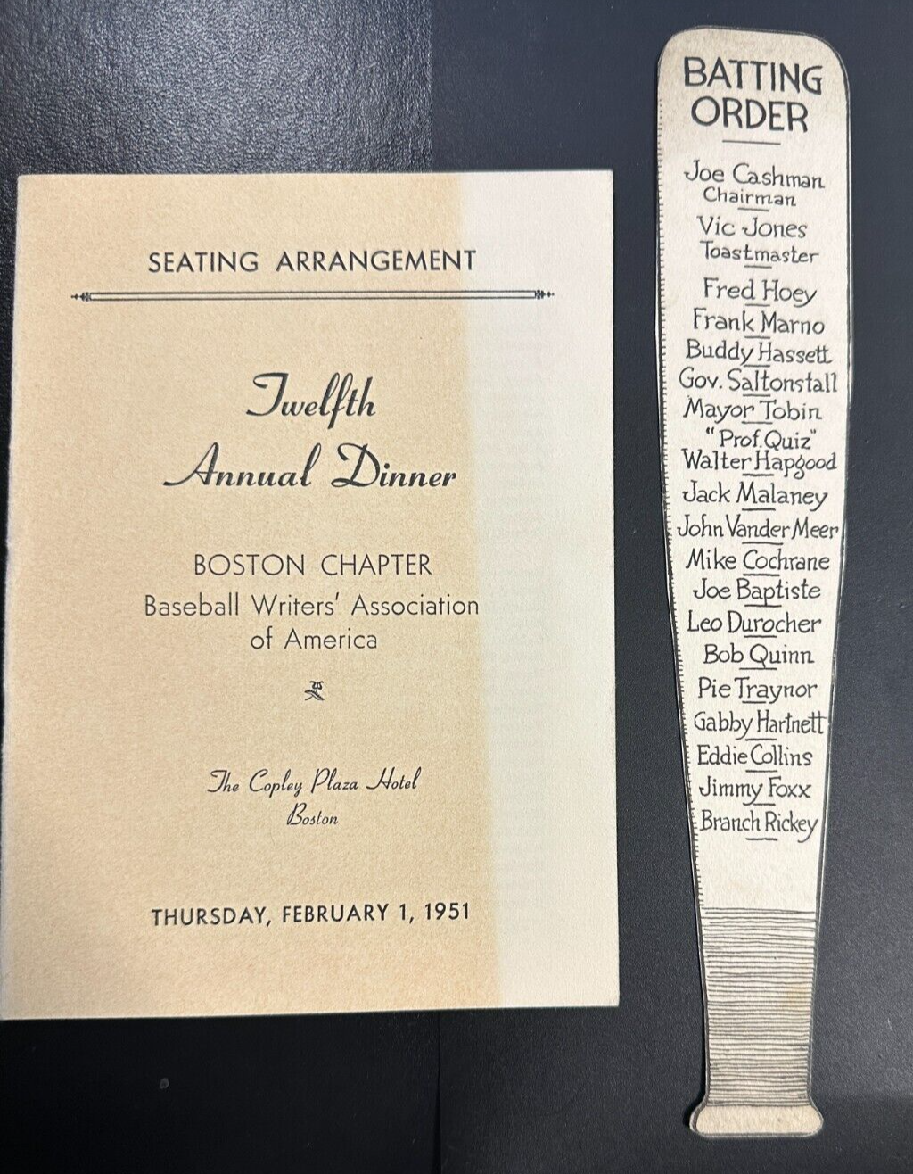 Feb 1, 1951 Twelfth Annual Baseball Writers Association America Dinner Program