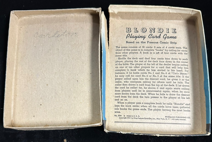 Vintage 1941 Blondie Comic Strip Playing Card Game & Original Box