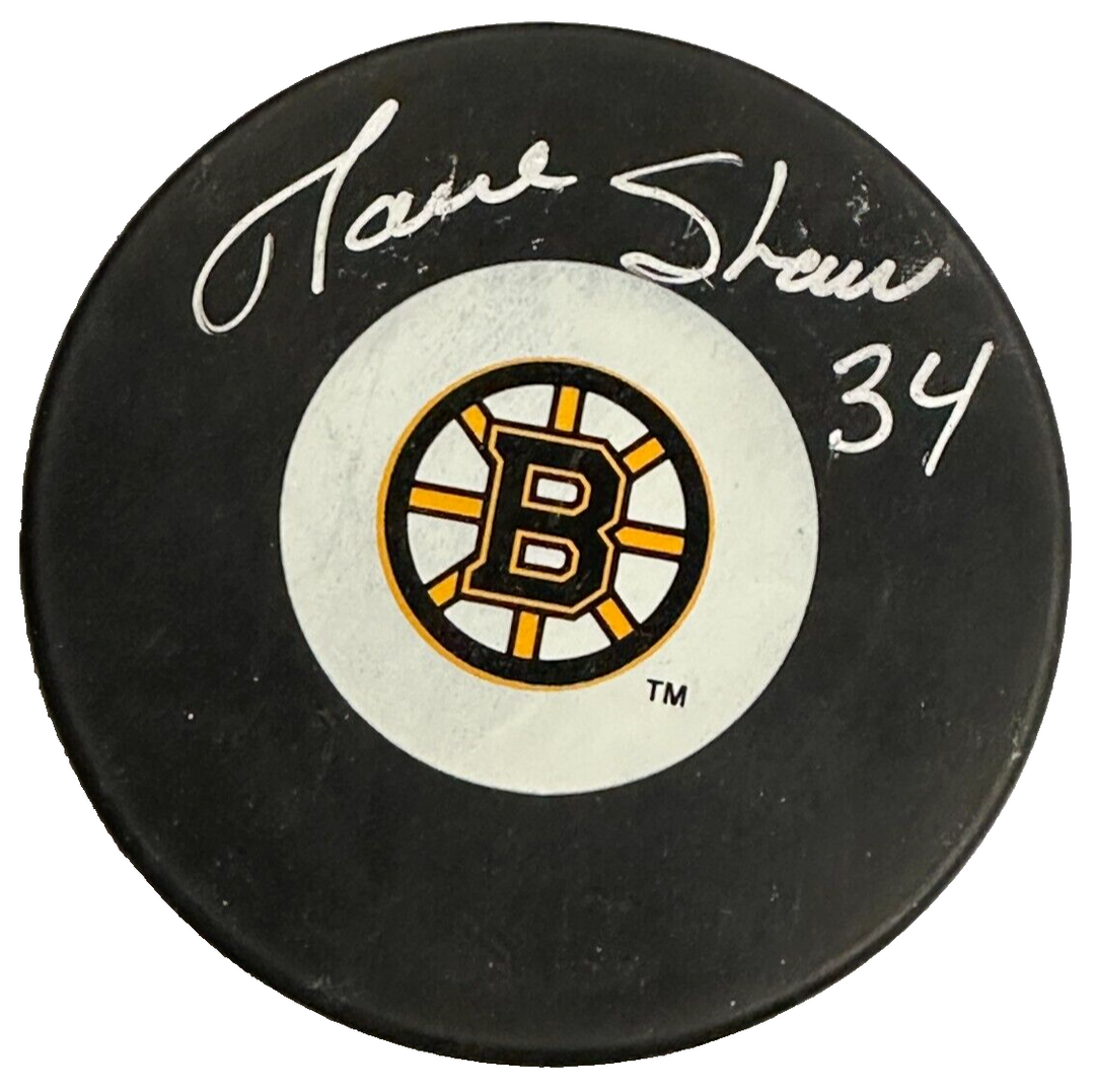 Dave Shaw Autographed Boston Bruins Hockey Puck NHL