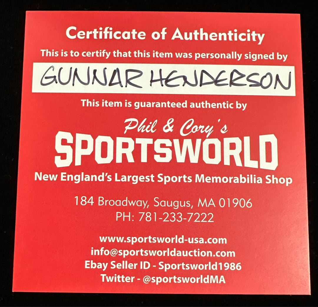 Gunnar Henderson Autographed Official Major League Baseball Baltimore Orioles