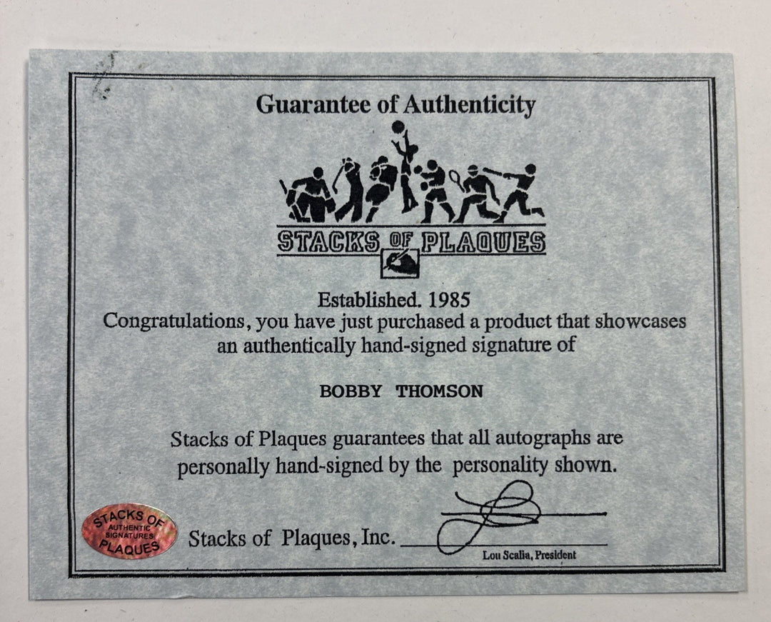 Bobby Thomson New York Yankees October 3rd 1951 Framed Signed Photo 16x13 COA