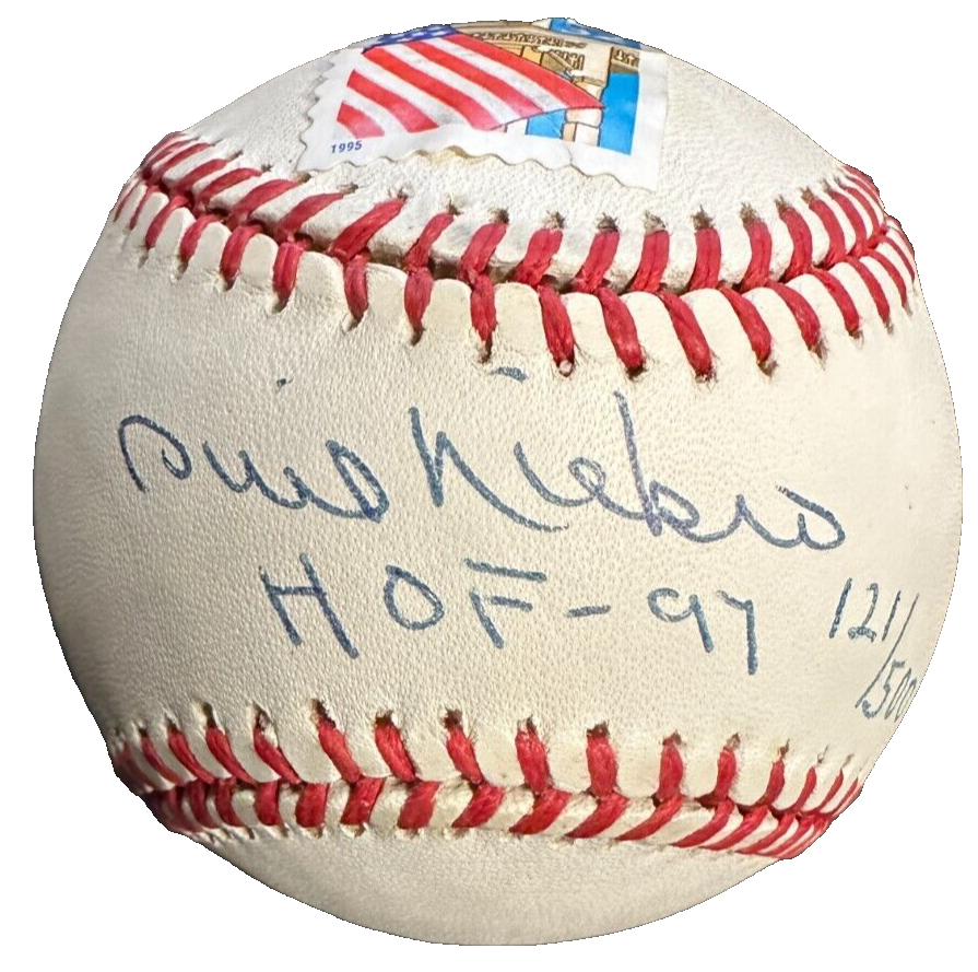 Phil Niekro Autographed ONL Baseball W/ Cooperstown Postmark & HOF 97 121/500