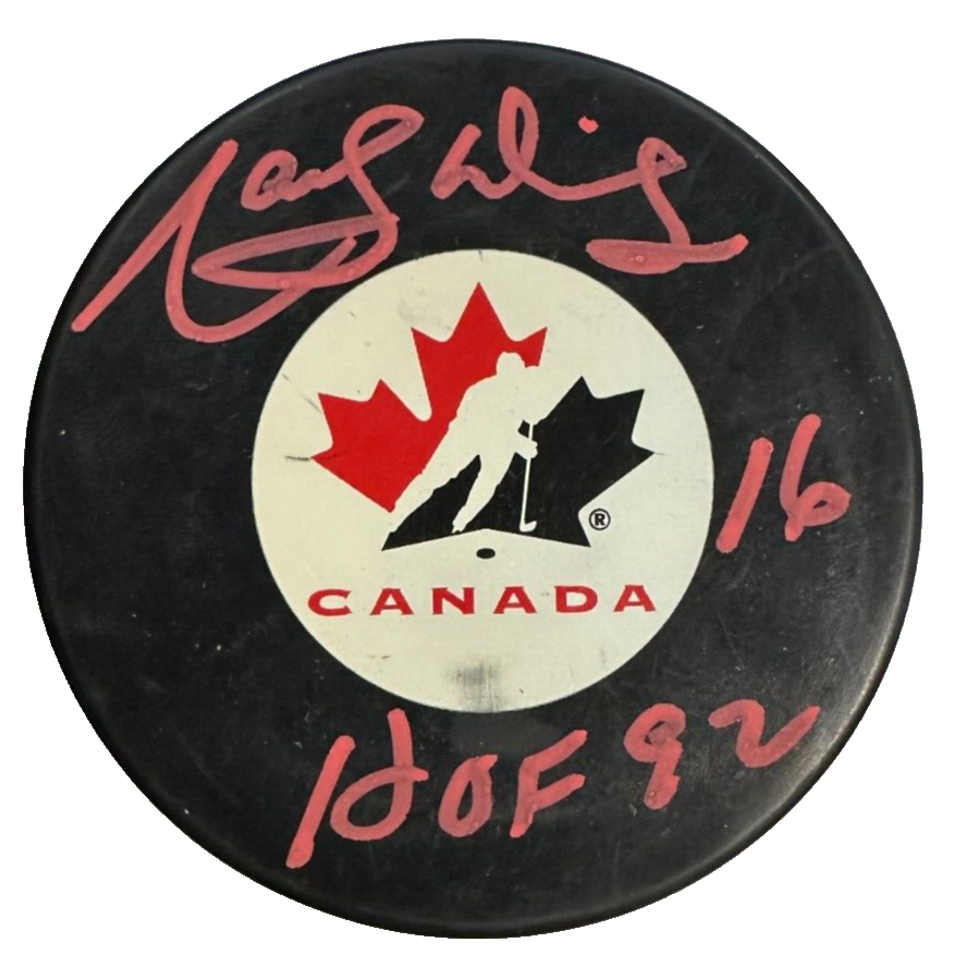 Marcel Dionne Autographed Team Canada Hockey Puck W/ HOF 92