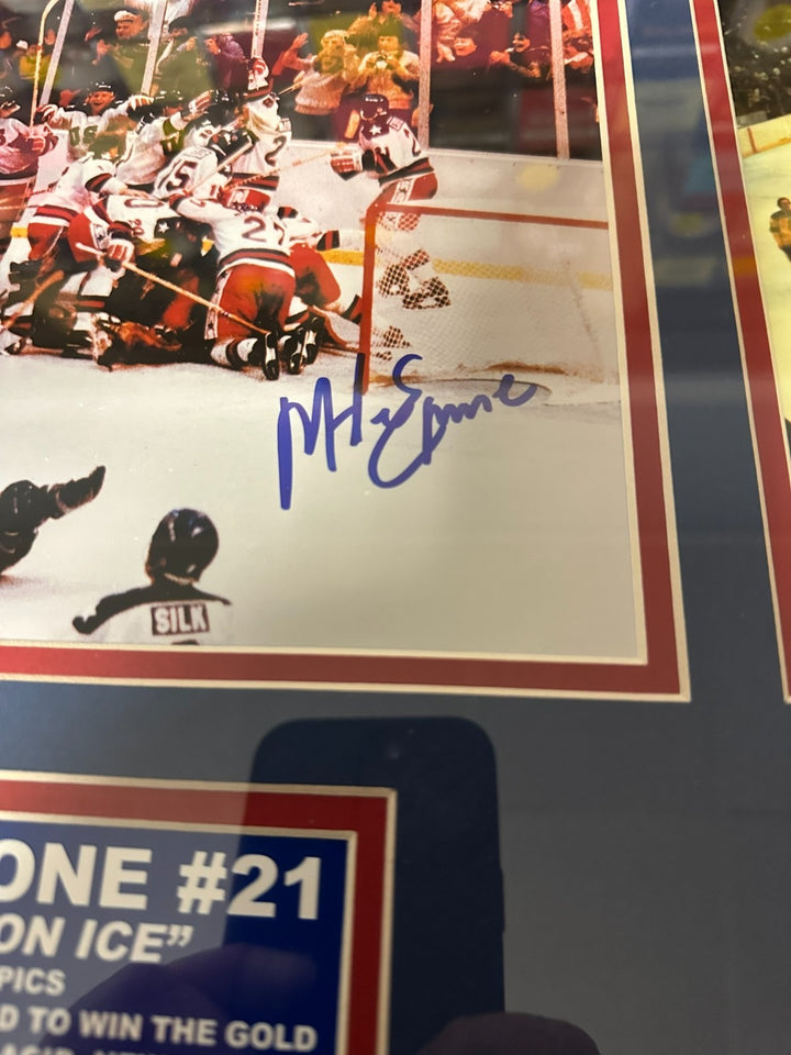 Mike Eruzione Autographed 1980 USA Olympic Framed Photo's