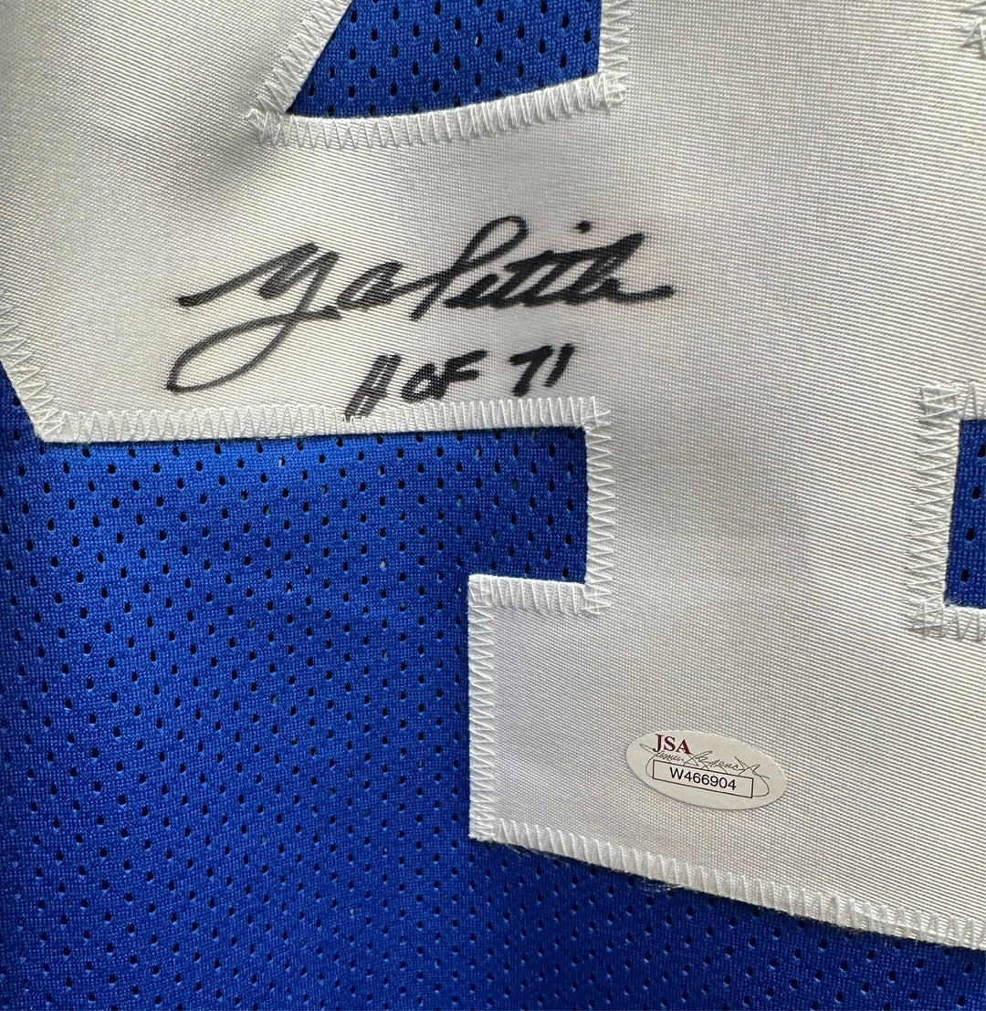 Y.A. Tittle Autographed New York Giants Custom Jersey W/ HOF 71 JSA