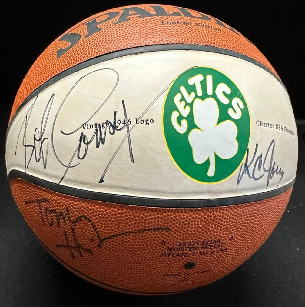 Russell Cousy Heinsohn Jones & White Signed Boston Celtics 1946 Logo Basketball