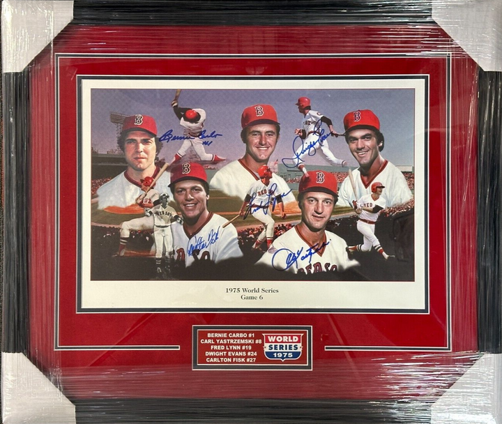 1975 Boston Red Sox World Series Game 6 Autographed Print Framed Yaz Lynn Fisk