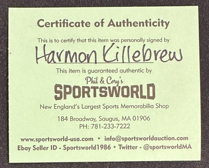 Harmon Killebrew Autographed National League Baseball W/ HOF 84 Insc