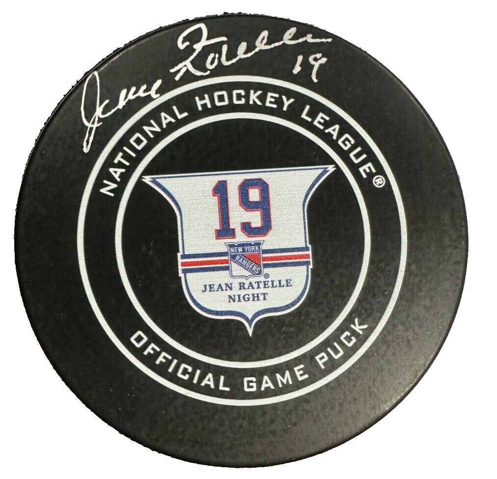 Jean Ratelle Autographed Jean Ratelle Night New York Rangers Game Puck BAS