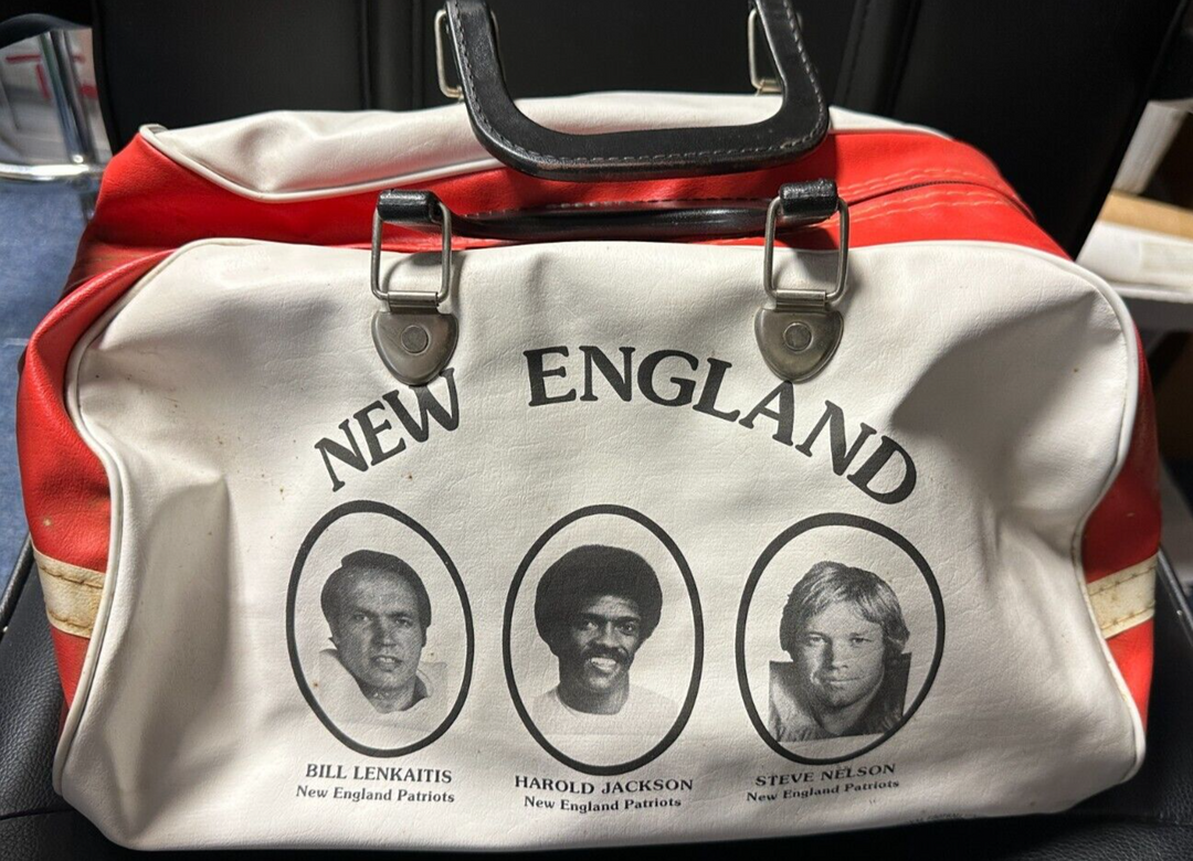 Vintage 1970's New England Patriots Duffle Bag NFLPA Nelson Jackson Lenkaitis