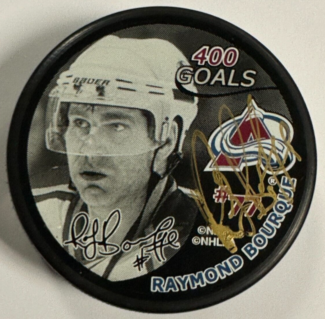 Ray Bourque Autographed 400 Career Goals Commemorative Hockey Puck NHL